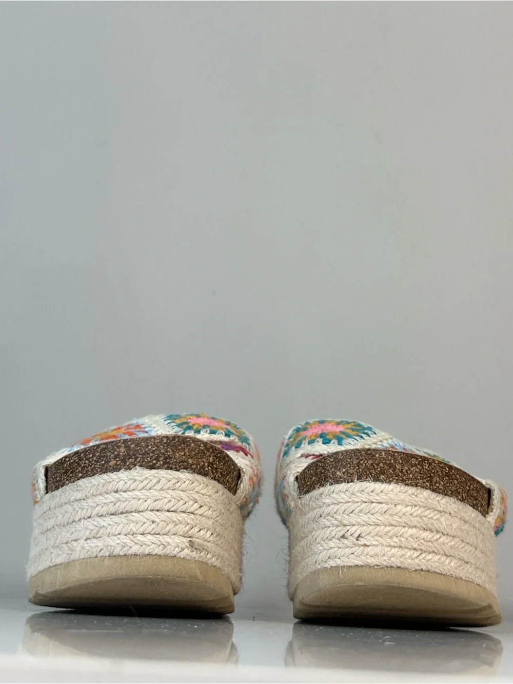 Dirty Laundry Plays Floral Crochet Platform Cork Platform Espadrilles Size 6